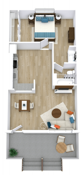 Floor plan for 1 bed, 1 bath, 548 sqft